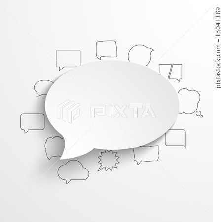 Blank white paper speech bubble with shadow and drawing small bubbles 13041189