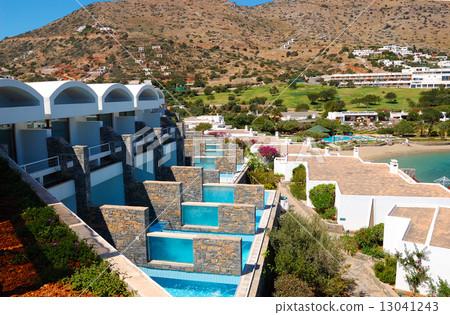 Villas with swimming pools of luxury hotel, Crete, Greece Villas with swimming pools of luxury hotel, Crete, Greece 13041243