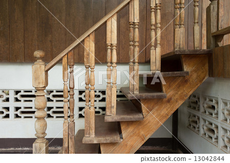 wood staircase, banister carving wooden thai style 13042844