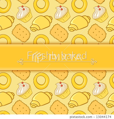 Vector illustration delicious pastries in doodle style with place for text 13044174