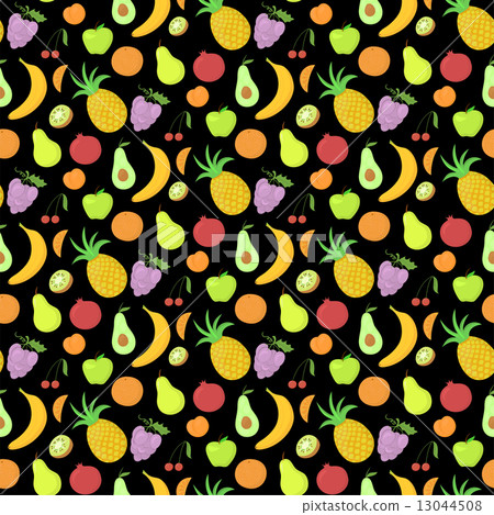 Fruit seamless pattern, vector background with great abundance of bright colorful fruit Fruit seamless pattern, vector background with great abundance of bright colorful fruit 13044508
