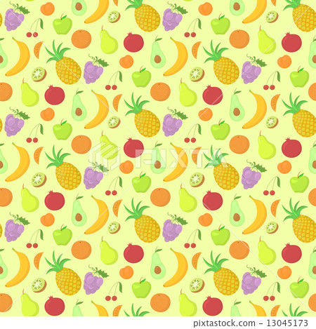 Fruit seamless pattern, vector background with great abundance of bright colorful fruit Fruit seamless pattern, vector background with great abundance of bright colorful fruit 13045173