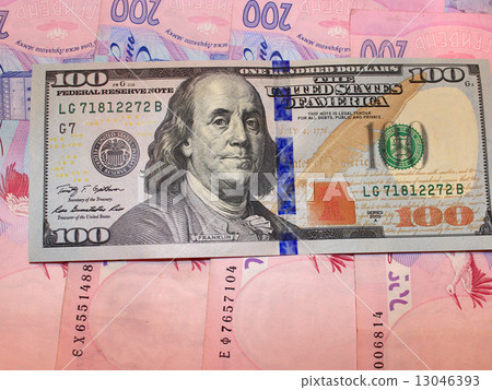 hundred of dollars and grivnas bank notes hundred of dollars and grivnas bank notes 13046393