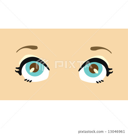 Cartoon women blue vector eyes. 13046961