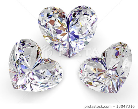 Three diamonds in the shape of heart on white 13047316