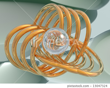 Gold spirals and a glass sphere 13047324