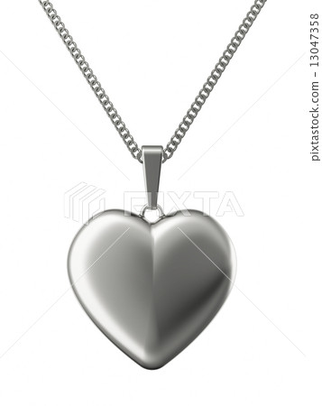 Silver pendant in shape of heart on chain 13047358