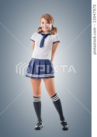 Japanese style school girl in sailor suit 13047978