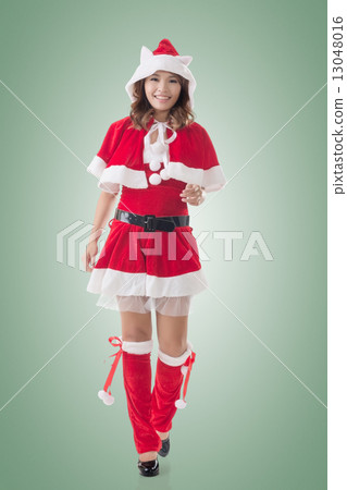 Asian Christmas girl walk Asian Christmas girl walk 13048016