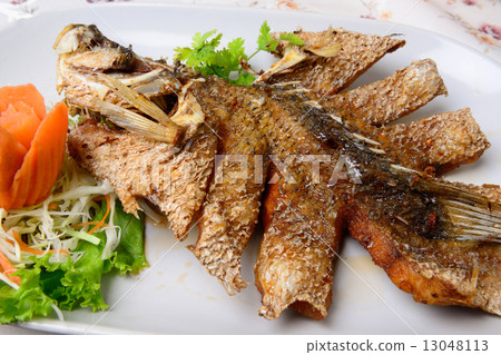 Thai Food name Deep Fried Snapper with Sweet Fish Sauce 13048113