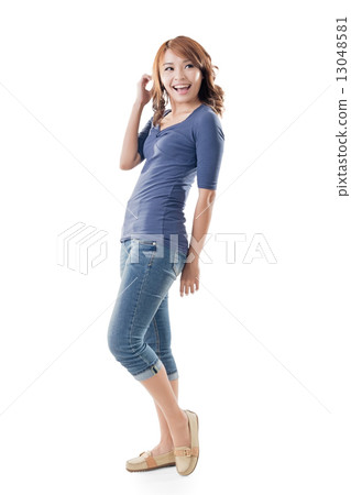 Excited Asian young girl 13048581