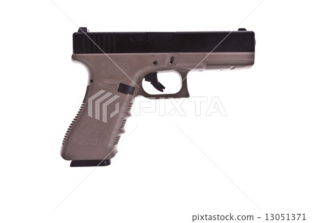 Classic handgun isolated on white background 13051371
