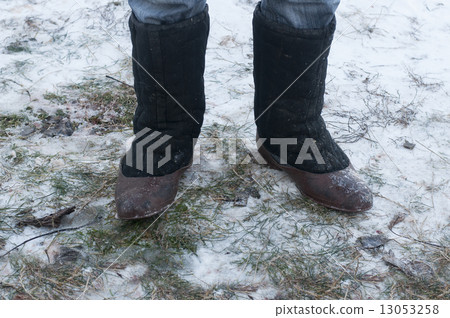 Boot valenki on the snow with rubber galosh 13053258