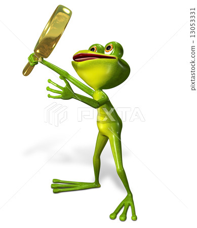green frog with magnifying 13053331