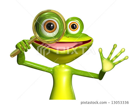 green frog with magnifying 13053336