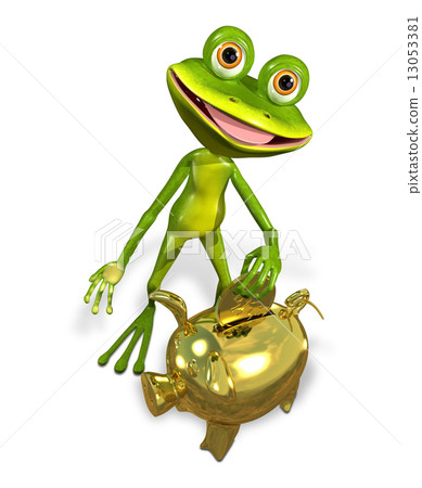 frog with piggy bank 13053381
