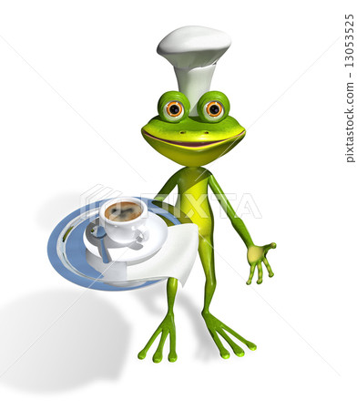 frog with a cup of coffee 13053525