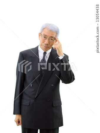 與白色後面衣服的拉丁文的灰色男性商人適合 13054438