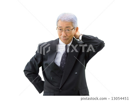 與白色後面衣服的拉丁文的灰色男性商人適合 13054451