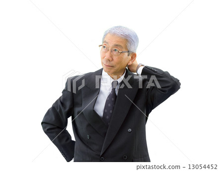 與白色後面衣服的拉丁文的灰色男性商人適合 13054452