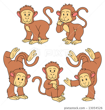 Set of vector animals (monkeys) - Stock Illustration [13054526] - PIXTA