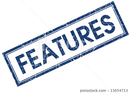 features blue square stamp isolated on white background features blue square stamp isolated on white background 13054713