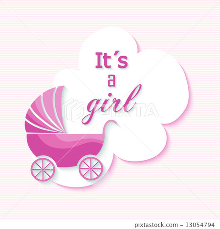 Baby shower girl invitation card design - Stock Illustration [13054794 ...