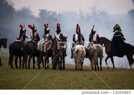 History fan in military costume, Austerlitz 13054985