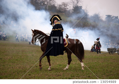 History fan in military costume, Austerlitz 13054989