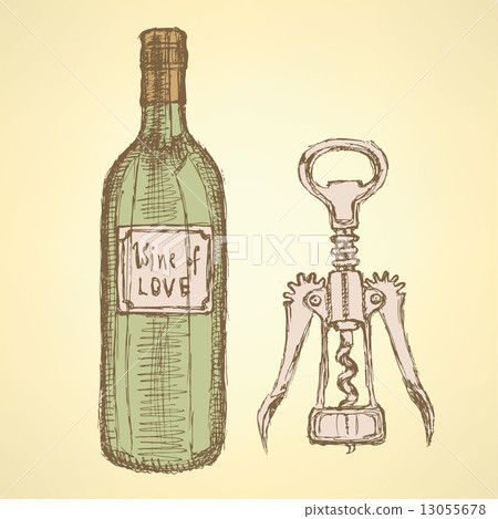 Sketch wine set in vintage style 13055678