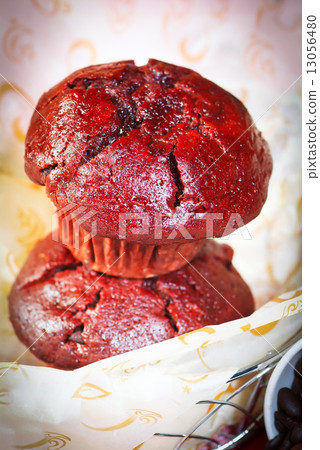 muffins and ingredients in background. muffins and ingredients in background. 13056480
