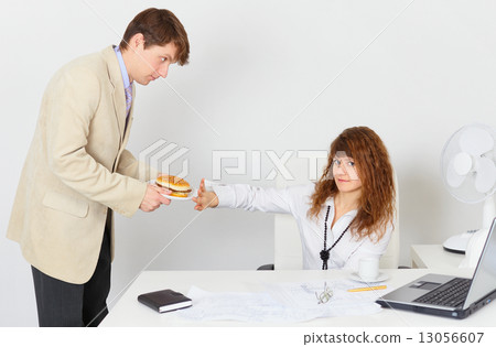 Woman on diet, refuses to eat for lunch 13056607