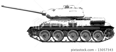 Russian tank T 34 - vector drawing 13057343