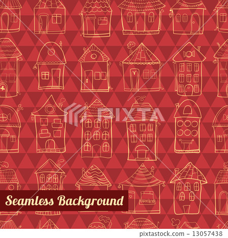Seamless pattern outline cute houses 13057438