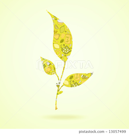 Tealeaf with tea pattern isolated  background 13057499