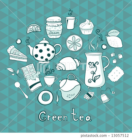 Tea and sweets icons set Tea and sweets icons set 13057512