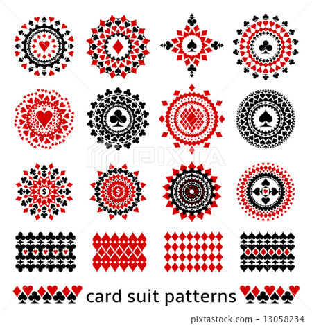 Premium set of card suit patterns.-插圖素材 [13058234] - PIXTA圖庫