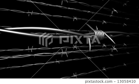 Barbed wire in perspective view. 13058410