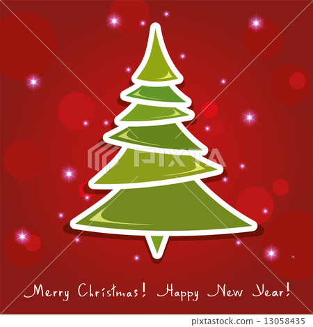 vector greeting card with christmas tree - Stock Illustration [13058435 ...