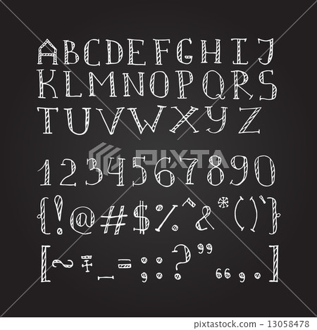 Vector hand drawn doodle font in sketch style Vector hand drawn doodle font in sketch style 13058478