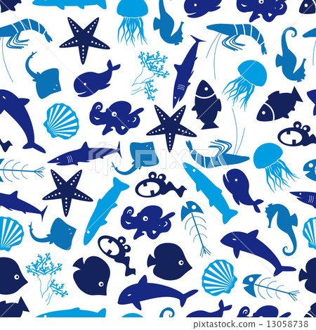 fish and sea life seamless pattern eps10 13058738