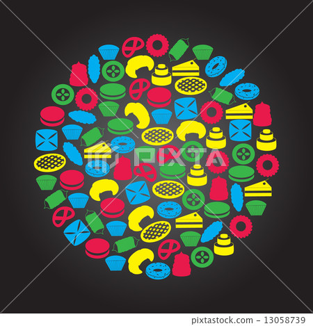 sweet desserts color icons in circle eps10 13058739