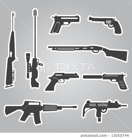 firearms weapons and guns black stickers eps10 firearms weapons and guns black stickers eps10 13058744