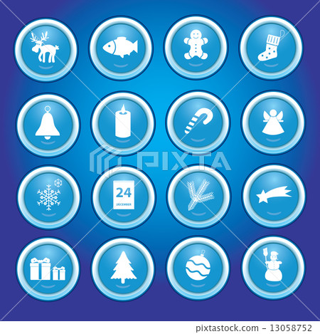 christmas icons in blue circles collection eps10 13058752