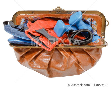purse with sport boxing gloves and dumbbells 13059328