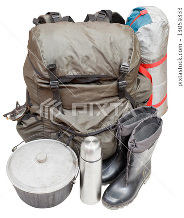 expedition equipment isolated on white background expedition equipment isolated on white background 13059333