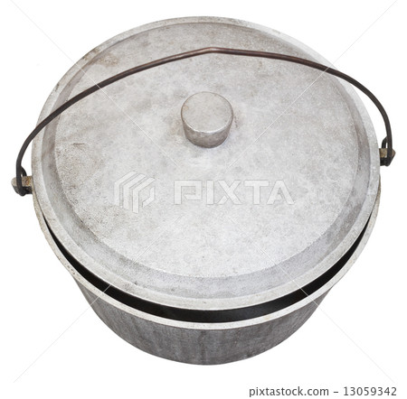 top view of camping sooty pot isolated on white 13059342