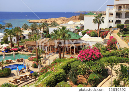 Tropical luxury resort hotel, Sharm el Sheikh, Egypt. 13059892