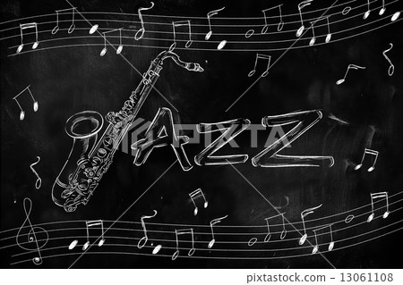 Jazz Saxophone Drawing on blackboard music 13061108