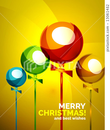 Glossy Christmas balloons, greeting card template 13061482